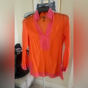 Tory Burch Vibrant Orange and Pink Tunic